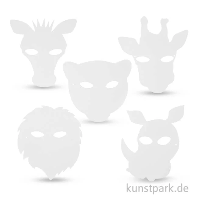 Artikelbild 1 des Artikels “Dschungeltier-Masken aus kräftigem Karton, 22,5-25 cm, 16 Stück sortiert “