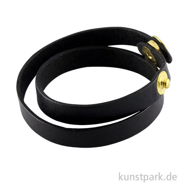 Artikelbild 1 des Artikels “Echtleder-Armband mit Druckverschluss gold 40x1x0,2 cm Schwarz “