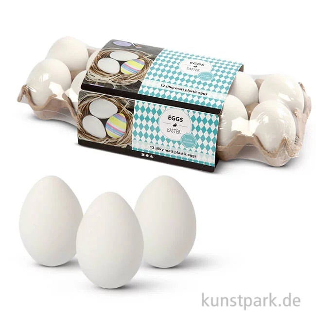 Artikelbild 1 des Artikels “Eier aus Kunststoff, 6 cm, 12 Stück - weiß “