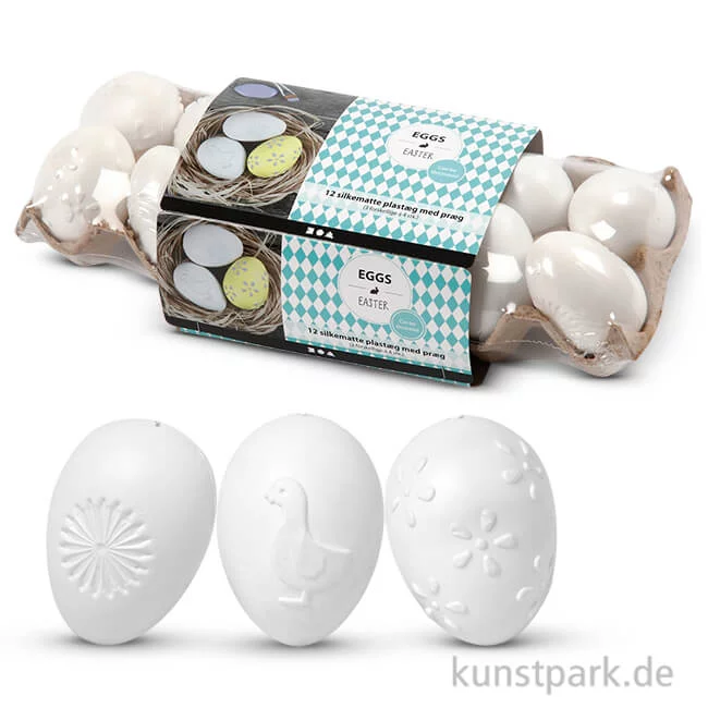 Artikelbild 1 des Artikels “Eier aus Kunststoff mit geprägter Oberfläche, 6 cm, 12 Stück sortiert “