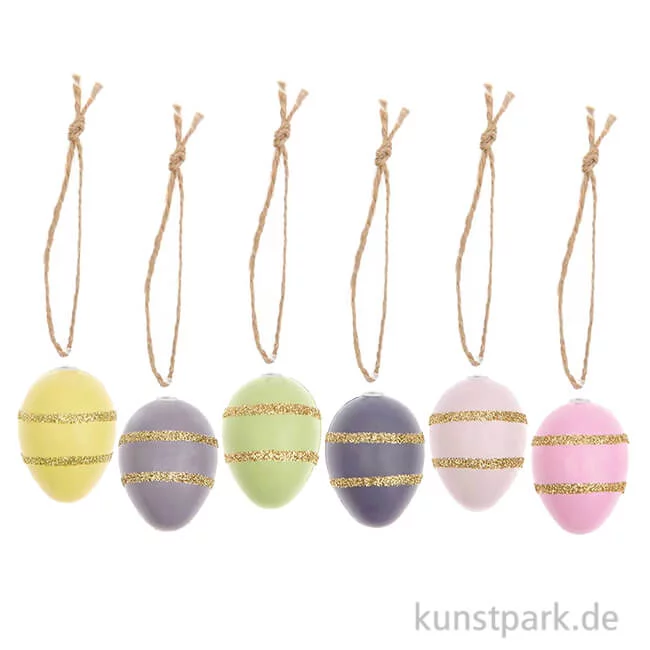 Artikelbild 1 des Artikels “Eier Deko Hänger - Goldstreifen, 6 Stück “