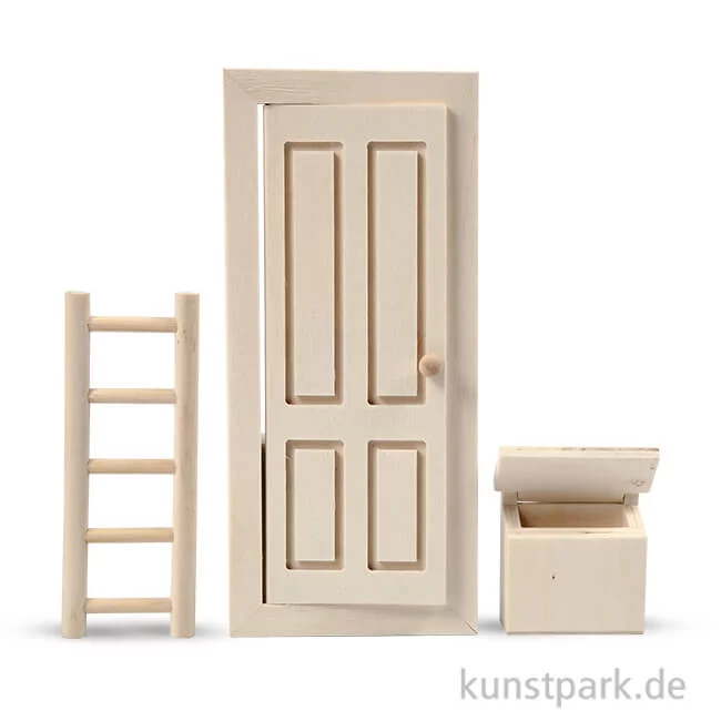 Artikelbild 1 des Artikels “Wichtelmöbel aus Holz, Größe 8x18 cm, 3 Stück sortiert “