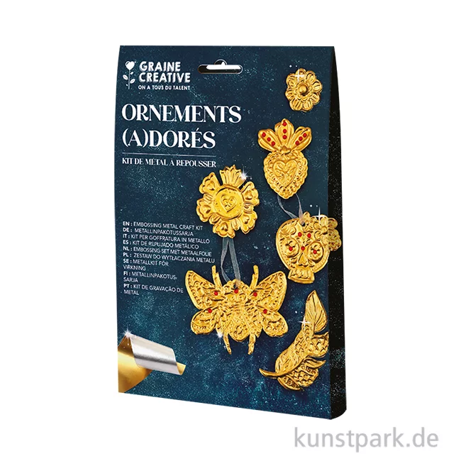 Artikelbild 1 des Artikels “Embossing Bastelset zum Metall prägen - Ornamente, Gold “
