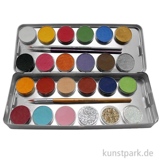 Artikelbild 1 des Artikels “Eulenspiegel 21 Basis + 3 Glitter-Farben Metall-Palette mit Pinseln “
