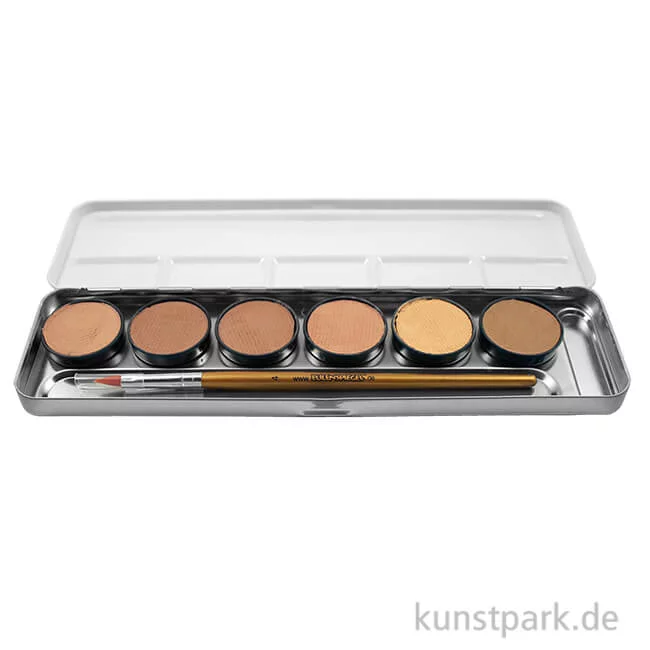 Artikelbild 1 des Artikels “Eulenspiegel 6 Hautfarben Metall-Palette mit Pinsel “