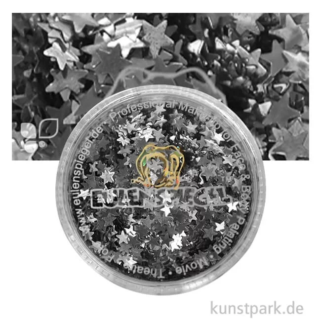 Artikelbild 1 des Artikels “Eulenspiegel Holographischer Glitzer 6 g Dose | Silber-Sterne“