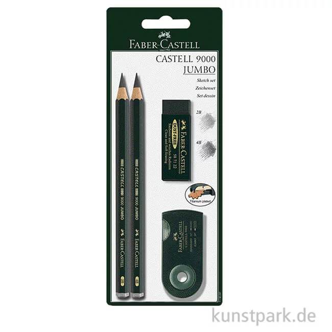 Artikelbild 1 des Artikels “Faber-Castell 9000 Jumbo, 2 Bleistifte mit Anspitzer und Radierer “