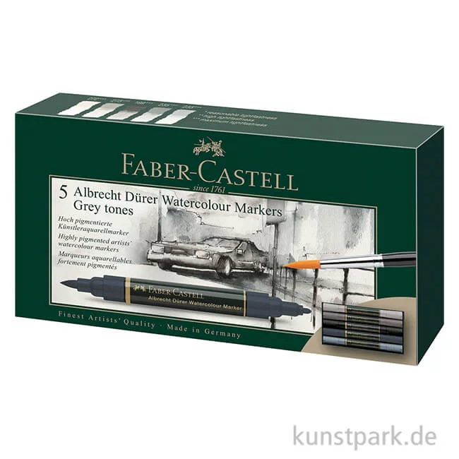 Artikelbild 1 des Artikels “Faber-Castell ALBRECHT DÜRER, 5 Aquarellmarker als Grautöne-Set “