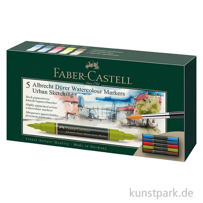 Artikelbild 1 des Artikels “Faber-Castell ALBRECHT DÜRER, 5 Aquarellmarker als Urban Sketching-Set “