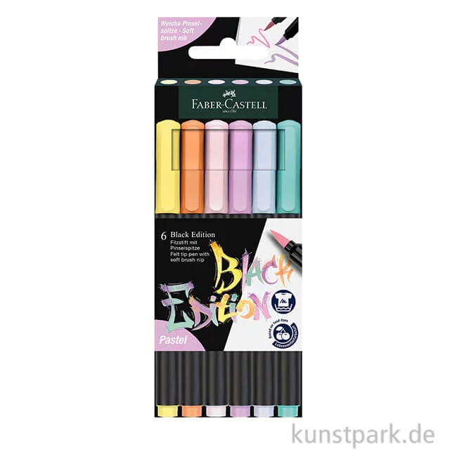 Artikelbild 1 des Artikels “Faber-Castell Brush Pens 6er Set - Pastell, Black Edition “