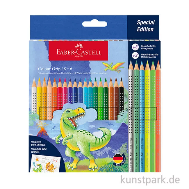Artikelbild 1 des Artikels “Faber-Castell COLOUR GRIP Buntstifte, 18+6 Kartonetui, Dino “