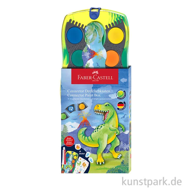 Artikelbild 1 des Artikels “Faber-Castell CONNECTOR Farbkasten, 12 Farben mit Deckweiß, Dino “