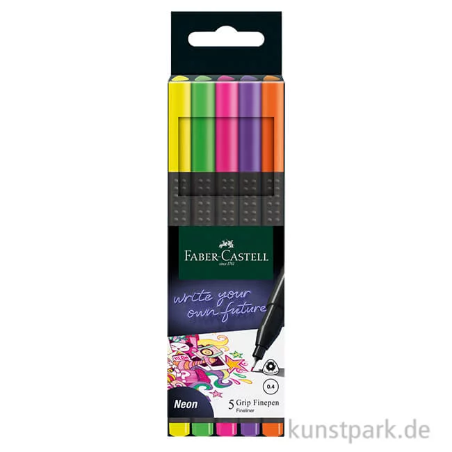 Artikelbild 1 des Artikels “Faber-Castell Grip Fineliner 0,4 mm - 5er Etui - Neon “