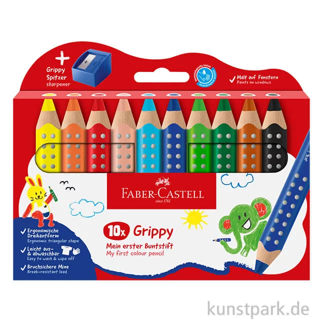 Artikelbild 1 des Artikels “Faber-Castell Grippy Buntstifte für Kinder, 10er Set mit Spitzer “