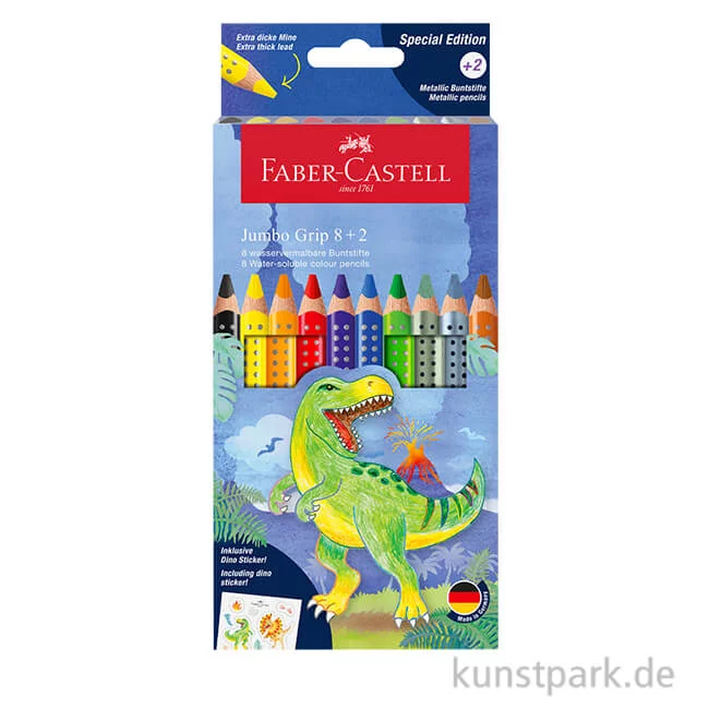 Artikelbild 1 des Artikels “Faber-Castell JUMBO Grip Buntstifte, 8+2 Kartonetui, Dino “