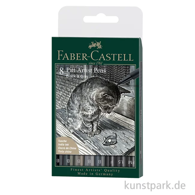Artikelbild 1 des Artikels “Faber-Castell PITT Artist Pen Brush - 8er Set - Schwarz & Grau “