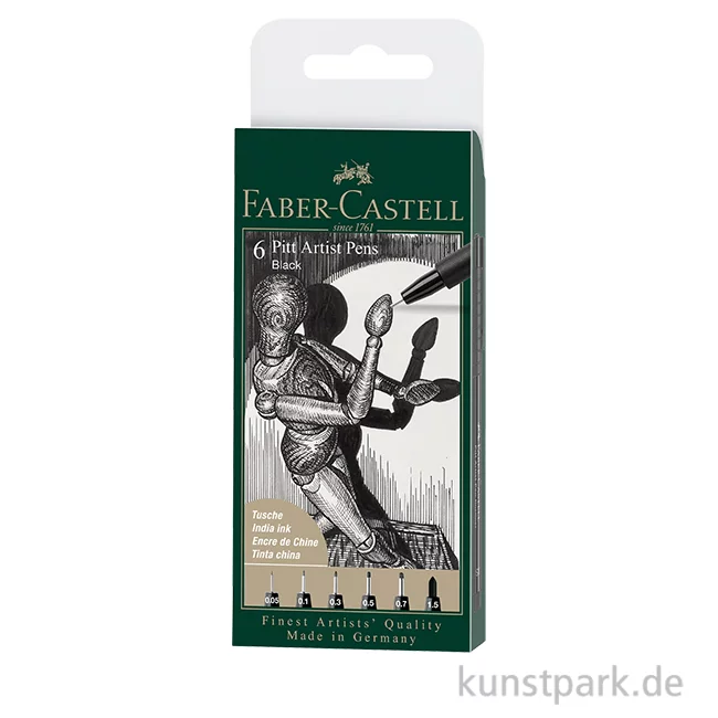 Artikelbild 1 des Artikels “Faber-Castell PITT Artist Pen Tuschestifte - 6er Set - Schwarz “