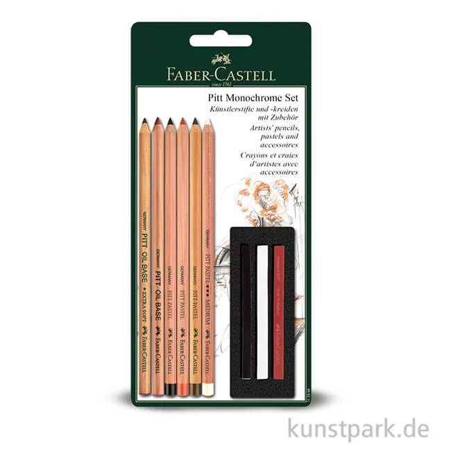 Artikelbild 1 des Artikels “Faber-Castell PITT Monochrome Set, mit 5 Stiften und 3 Kreiden “