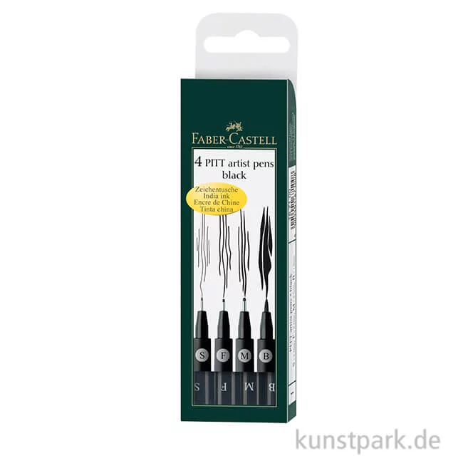 Artikelbild 1 des Artikels “Faber-Castell PITT Artist Pen Tuschestifte - 4er Set schwarz, B+F+M+S “