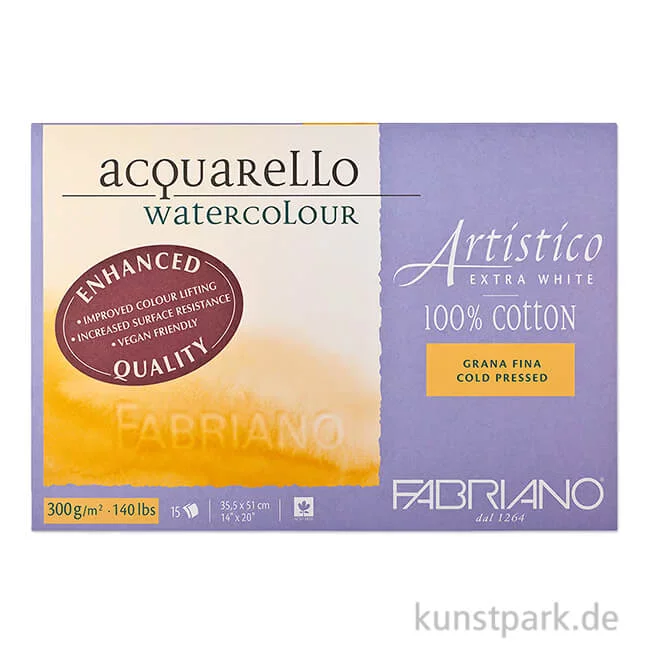 Artikelbild 1 des Artikels “Fabriano Artistico Aquarellpapier, 25 Blatt, 300g, 12,5 x 18 cm, Fein “
