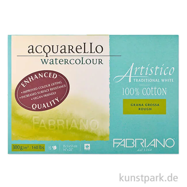 Artikelbild 1 des Artikels “Fabriano Artistico Aquarellpapier, 25 Blatt, 300g, 12,5 x 18 cm, Rau “