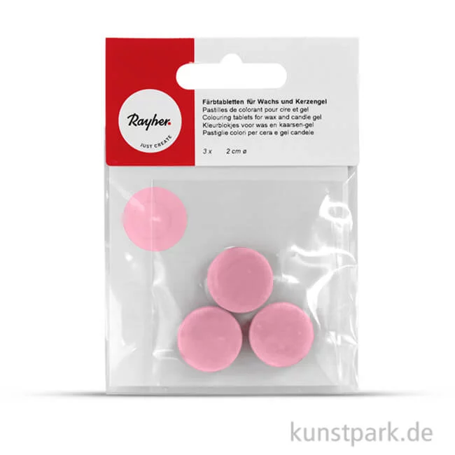 Artikelbild 1 des Artikels “Färbtabletten für Wachs und Kerzen-Gel, 3 Stück Beutel | Pink“