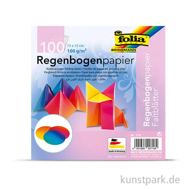 Artikelbild 1 des Artikels “Faltblätter aus Regenbogenpapier, 110g, 100 Blatt 15 cm rund“
