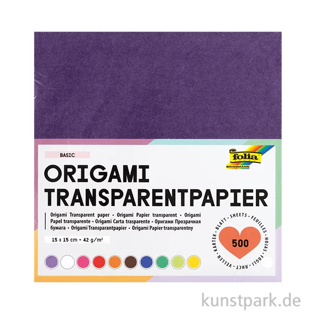 Artikelbild 1 des Artikels “Faltblätter aus Transparentpapier, 500 Blatt, 42g - farbig sortiert 15 x 15 cm“