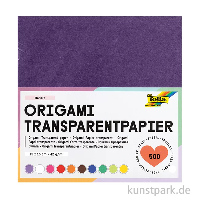 Artikelbild 1 des Artikels “Faltblätter aus Transparentpapier, 500 Blatt, 42g - farbig sortiert 20 x 20 cm“