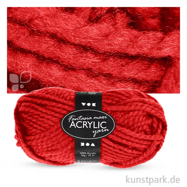 Artikelbild 1 des Artikels “Fantasia Wolle Maxi aus 100 % Polyacryl - 50 g 35 m | Rot“