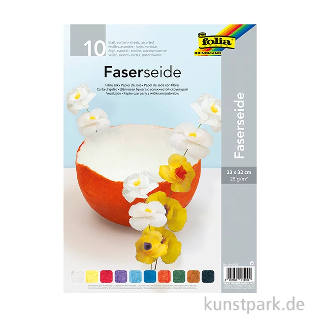 Artikelbild 1 des Artikels “Faserseide Set, 23x32cm, 10 Blatt Strohseide farbig sortiert, 25g “