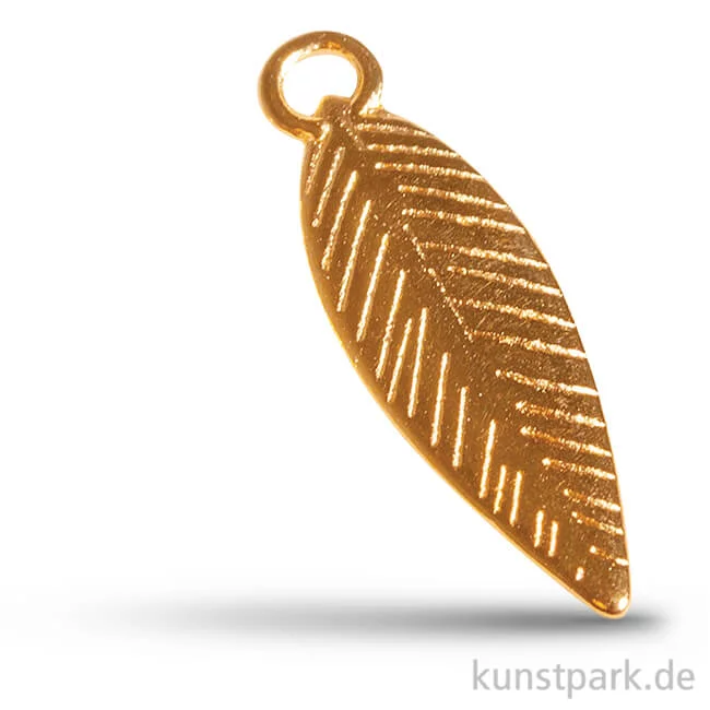Artikelbild 1 des Artikels “Feder Metall-Anhänger mit Öse, 21 mm, 3 Stück Gold“