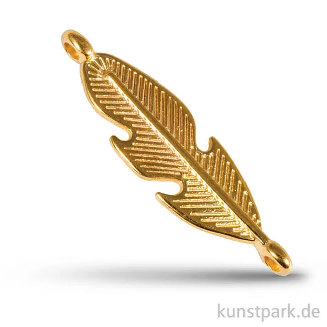 Artikelbild 1 des Artikels “Feder Metall-Anhänger mit Ösen, 27 mm, 1 Stück Gold“