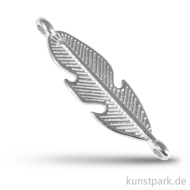 Artikelbild 1 des Artikels “Feder Metall-Anhänger mit Ösen, 27 mm, 1 Stück Silber“