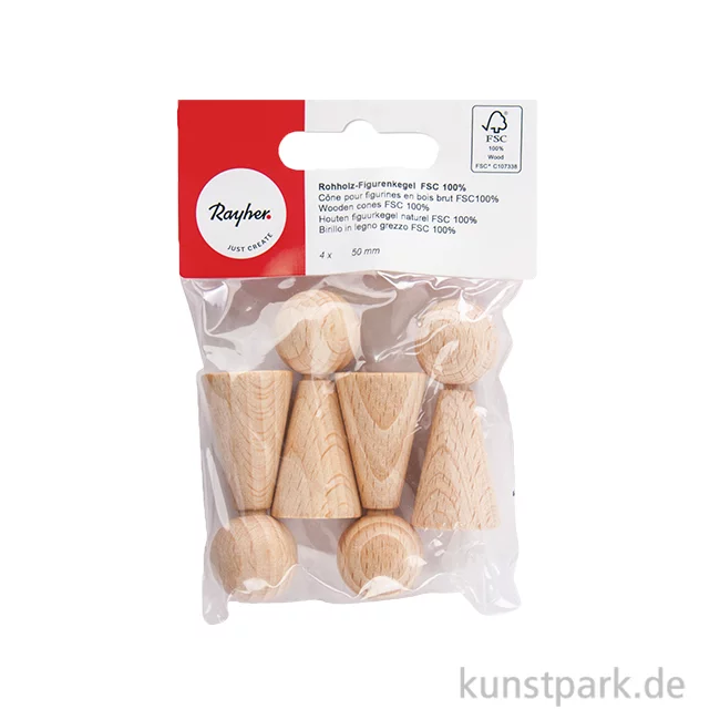 Artikelbild 1 des Artikels “Figurenkegel, Rohholz, 50 mm, 4 Stück “
