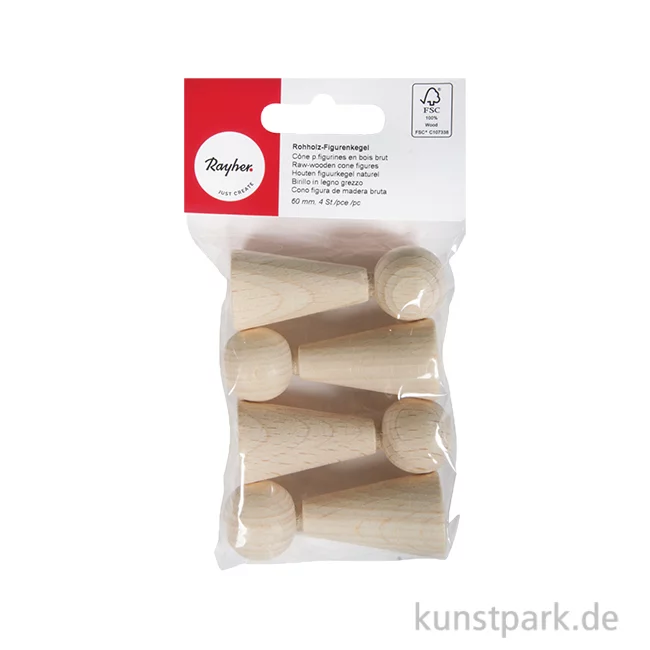 Artikelbild 1 des Artikels “Figurenkegel, Rohholz, 60 mm, 4 Stück “