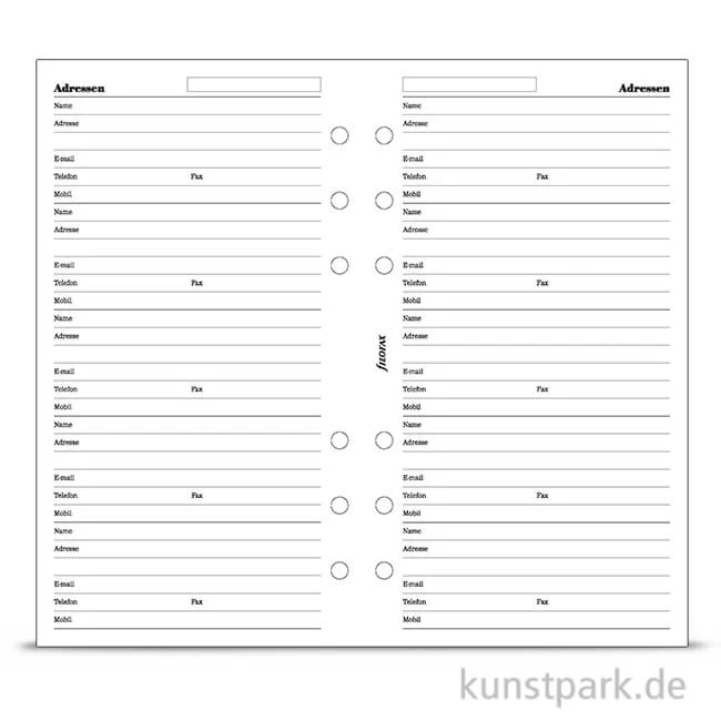 Artikelbild 1 des Artikels “FILOFAX Einlagen - Kontaktdaten, 20 Stück, 70g Personal“