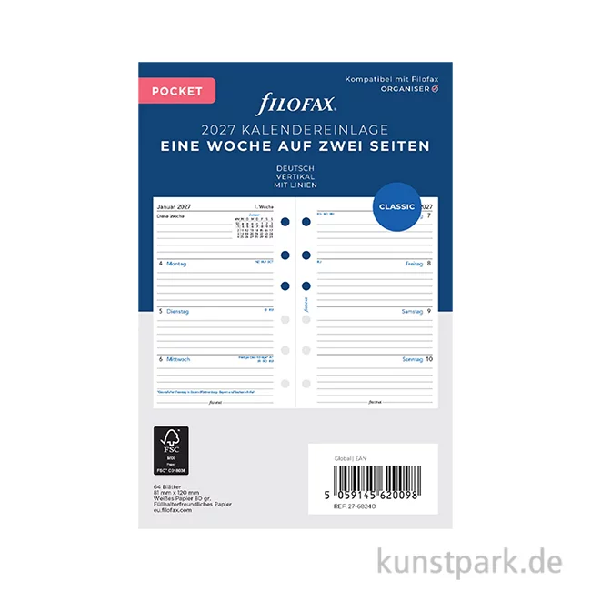 Artikelbild 1 des Artikels “FILOFAX Kalendereinlagen 2027 - 1 Woche auf 2 Seiten, Pocket “