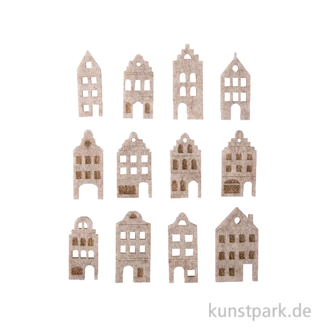 Artikelbild 1 des Artikels “Filz Streuteile Nordic Häuser mit Klebepunkt, 3,5-4,2 cm, 12 Stück “