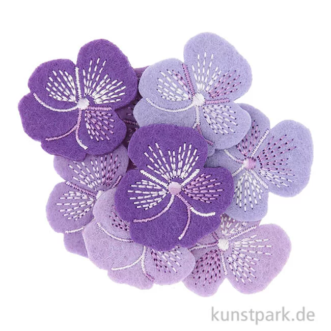 Artikelbild 1 des Artikels “Filzstreuteile - Stiefmütterchen, Violett bestickt, 8 Stück “