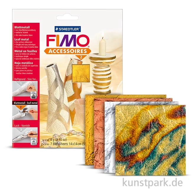 Artikelbild 1 des Artikels “FIMO Blattmetall, 10 Blatt, 14x14 cm Gold“