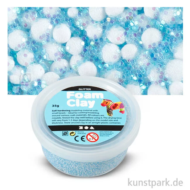 Artikelbild 1 des Artikels “Foam Clay Glitter - Modelliermasse mit kleinen Perlen, 35 g Einzelfarbe | Hellblau-Glitter“