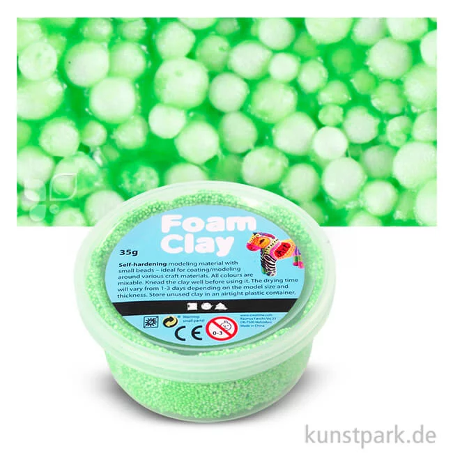 Artikelbild 1 des Artikels “Foam Clay - Modelliermasse mit kleinen Perlen, 35 g Einzelfarbe | Neon-Grün“