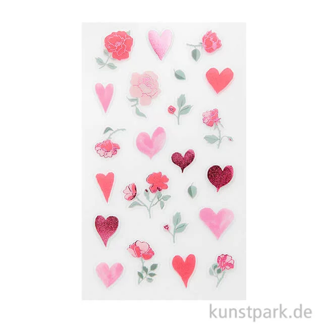 Artikelbild 1 des Artikels “Foliensticker - La Vie en Rose, Herzen + Blumen, 4 Bögen “