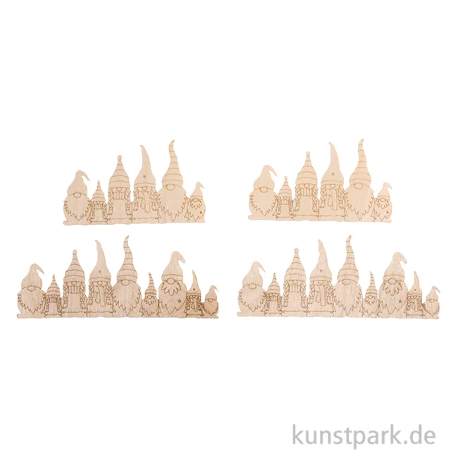 Artikelbild 1 des Artikels “Furnierholzleiste Wichtelfamilie, 9,2 x 5,4 + 13,2 x 5,4 cm, 4 Stück “