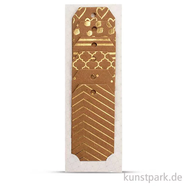 Artikelbild 1 des Artikels “Geschenk-Anhänger aus Karton Gold, 9x4 cm, 18 Stück sortiert “
