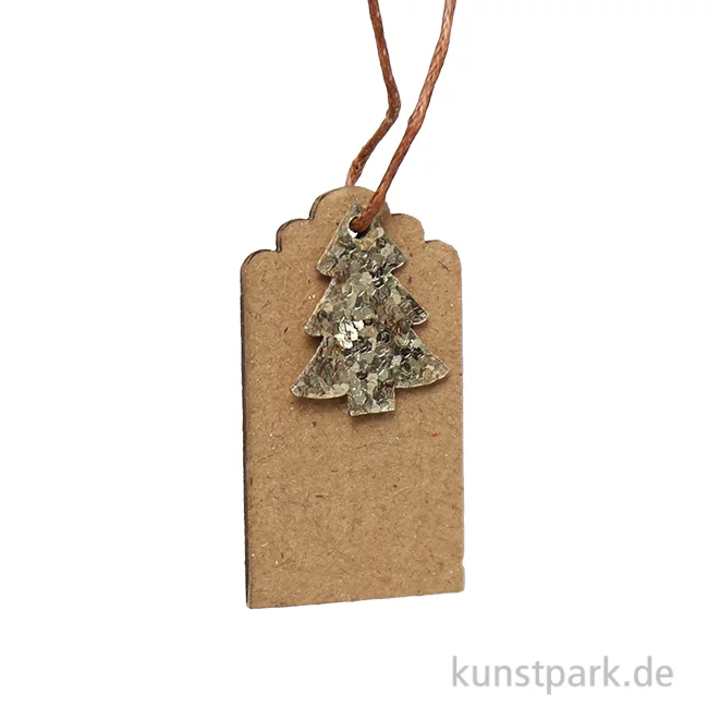 Artikelbild 1 des Artikels “Geschenkanhänger aus Karton mit Baum, Gold, 4,5 x 2,5 cm, 6 Stück “
