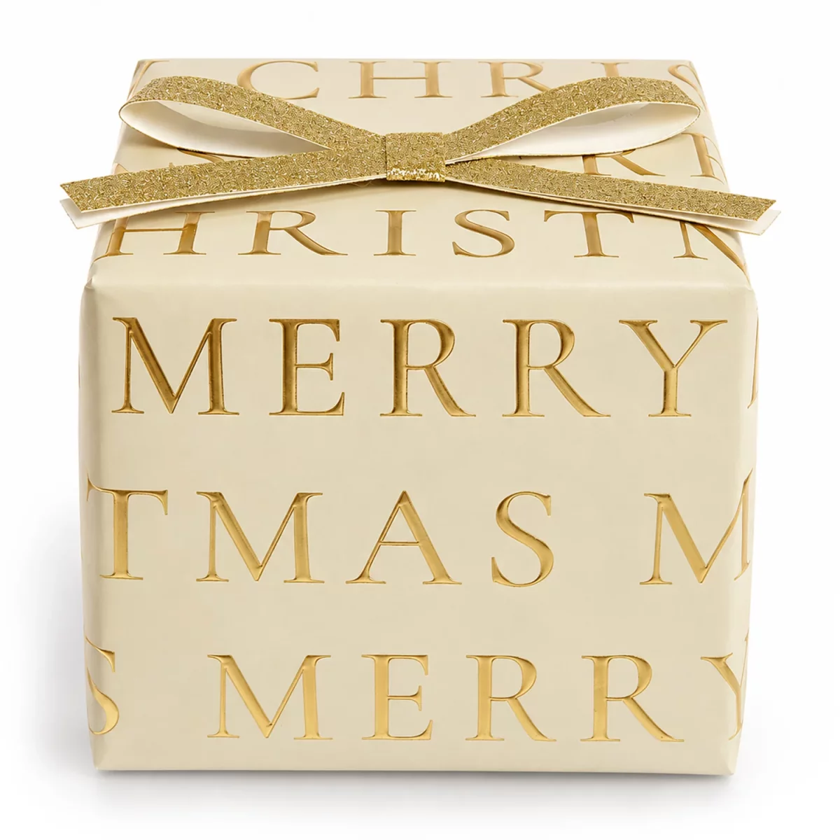 Artikelbild 1 des Artikels “Geschenkpapier - Merry Christmas, Serifen, Creme-Gold, 0,7 x 2 m “