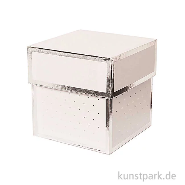 Artikelbild 1 des Artikels “Geschenkschachtel Eckig - Weiß & Silber 10 x 10 x 10 cm“