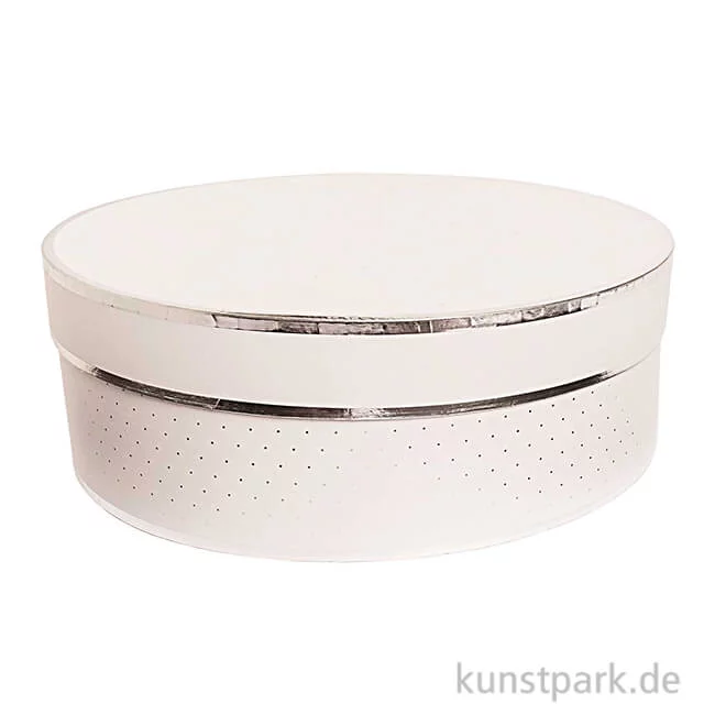 Artikelbild 1 des Artikels “Geschenkschachtel Rund - Weiß & Silber 30  x 10 cm“